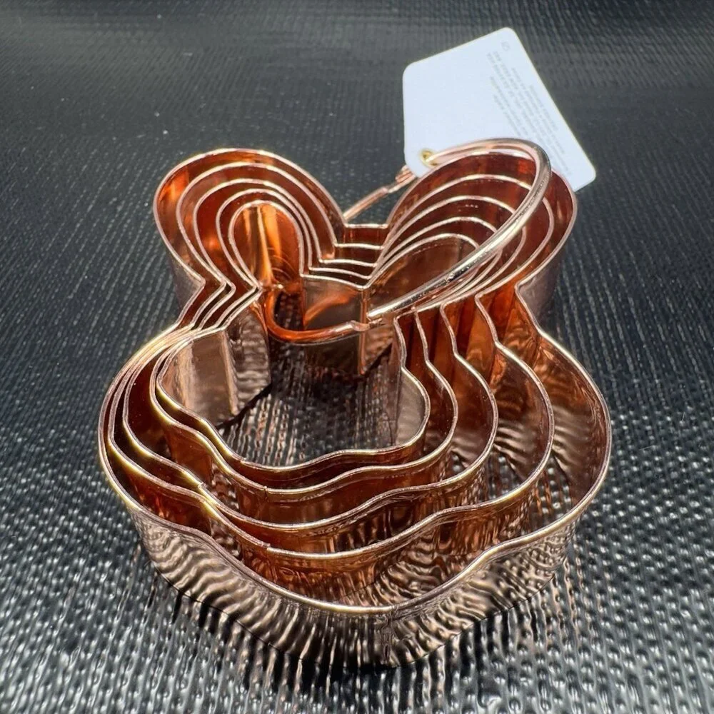 Williams Sonoma Easter Bunny Copper Metal Cookie Cutters 5 on Ring New W Tag - Picture 11 of 14